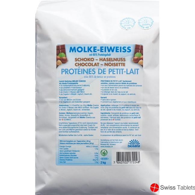 Biosana Molke Eiweiss Pulver Schoko-Haselnuss 2kg buy online