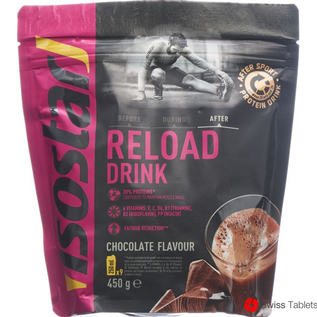 Isostar Reload Drink Pulver Schokolade Beutel 450g buy online