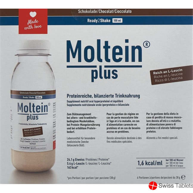 Moltein Plus Ready2Shake Chocolate 6 bottle 38g buy online