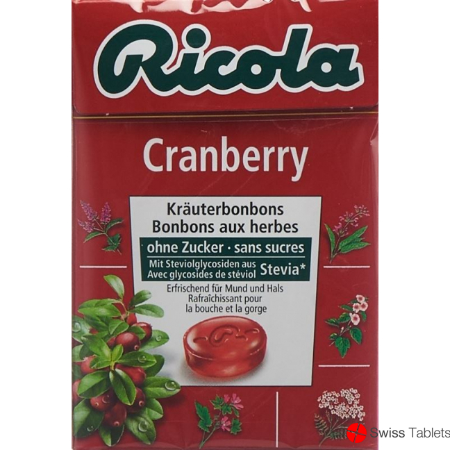 Ricola Cranberry herbal sweets without sugar with stevia Box 50 g