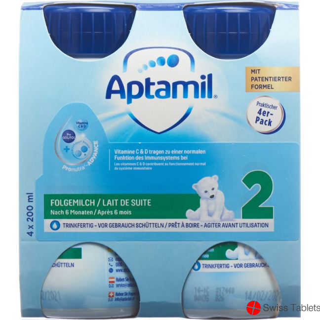 Milupa Aptamil 2 with Pronutra-ADVANCE Ready-to-Drink 4x 200ml buy online