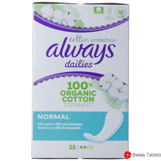 Buy Online Always Panty Liner Cotton Protection Normal 38 Pieces At 