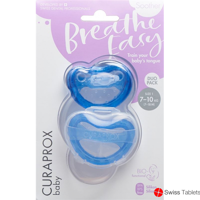 Curaprox Baby pacifier size 1 blue double new 2 pieces buy online