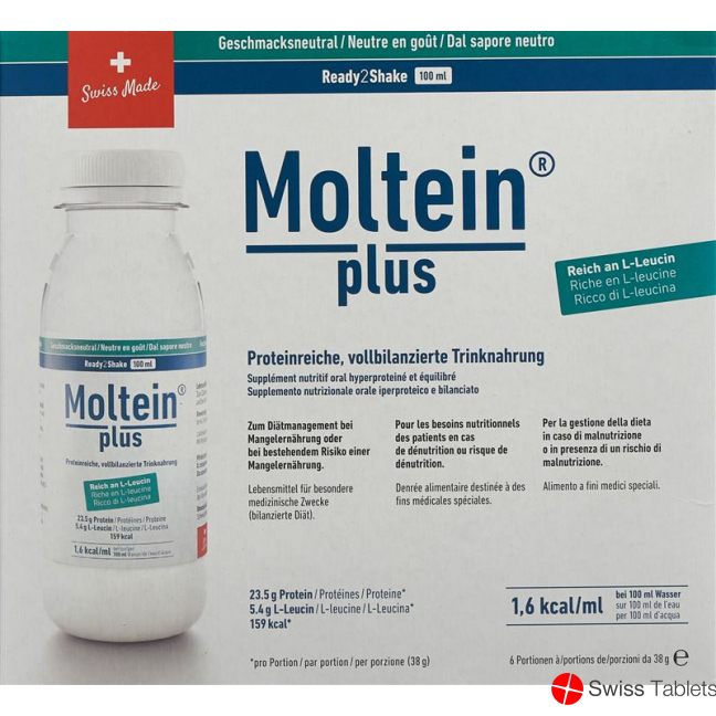 Moltein Plus Ready2shake Geschmacksneutr 6 Flasche 38g buy online