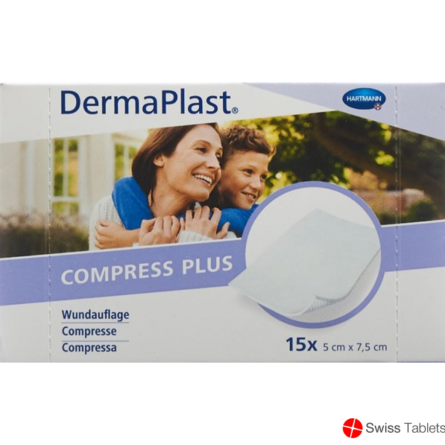 Dermaplast Compress Plus 5x7.5cm 15 Pieces buy online