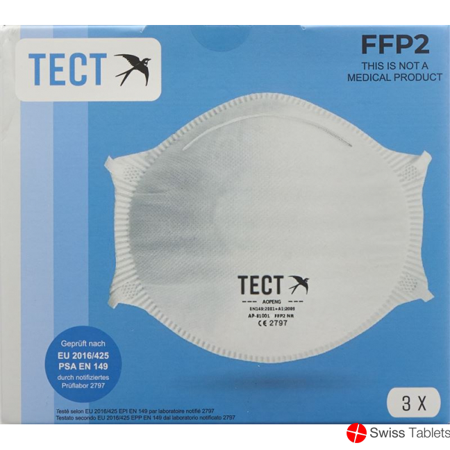 1L FFP2 Tect respirator without valve 3 pieces buy online