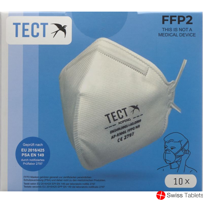Tect Folding mask without valve 10 pieces buy online