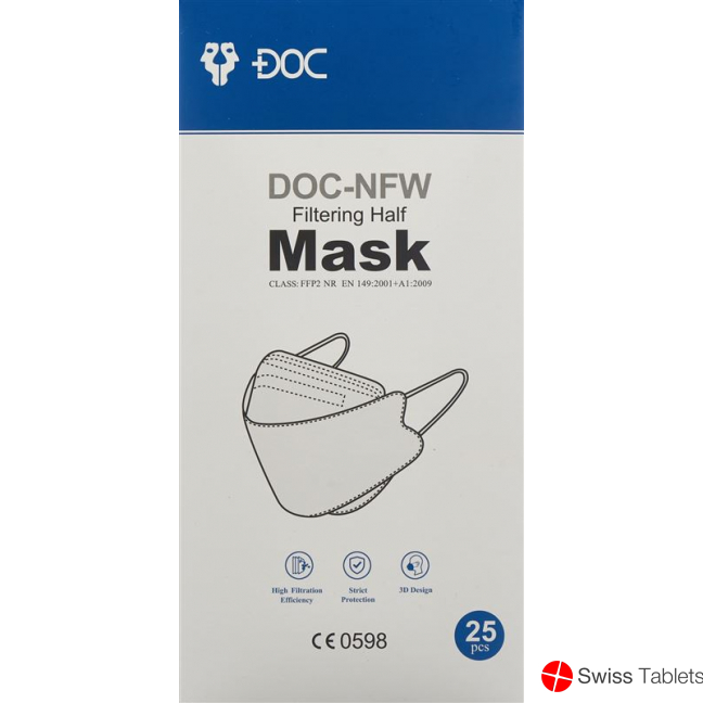 Doc-NFW Mask FFP2 fish shape without valve 25 pieces buy online