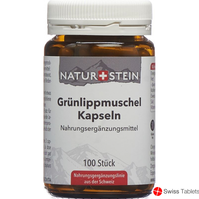 Naturstein Grünlippmuschel Kapseln Glasflasche 100 Stück buy online