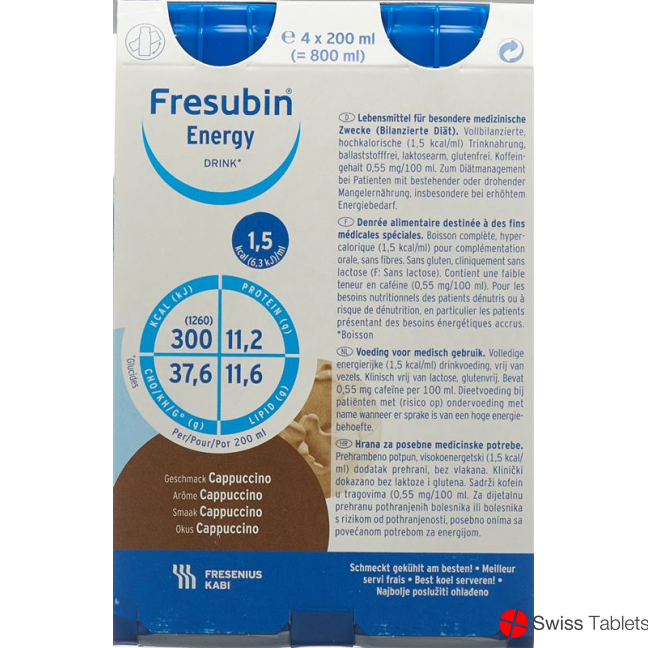 Fresubin Pi-Aps Energy Drink Cappuccino 4x 200ml buy online