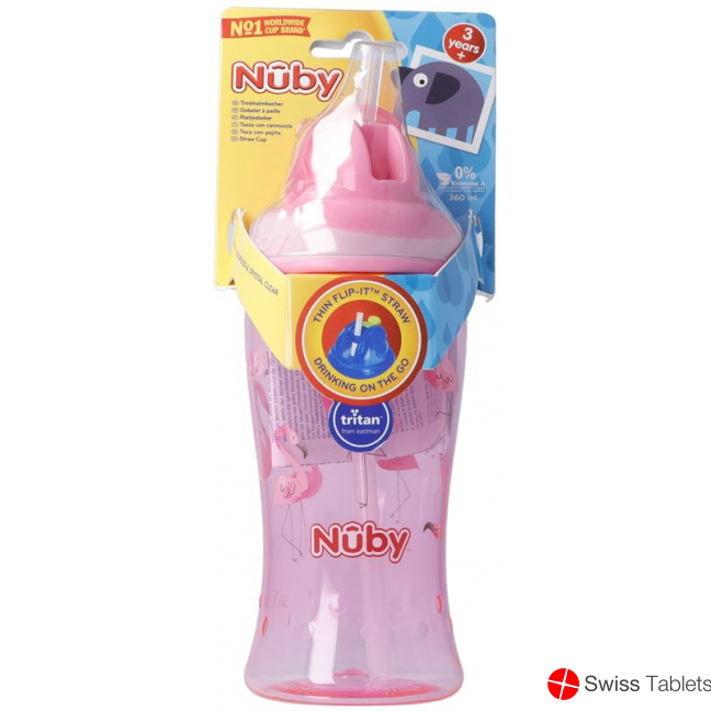 Nuby Flip-it Trinkhalmbecher Tritan 360ml Pink buy online