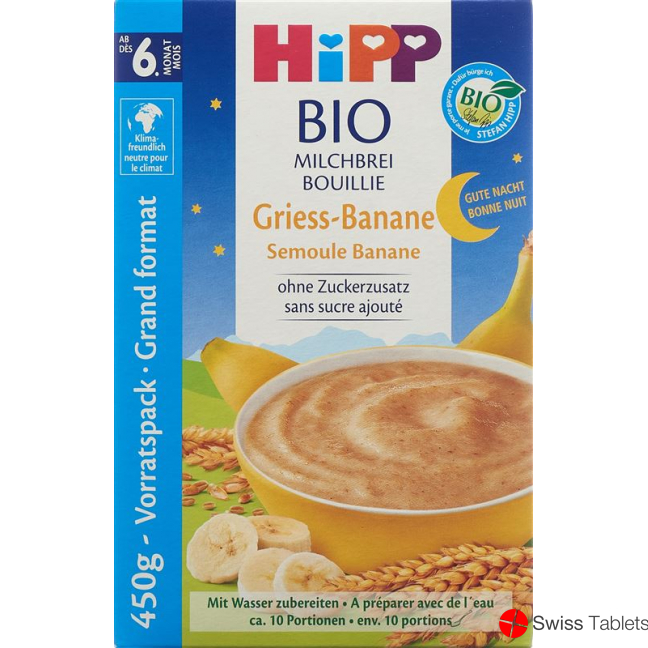 Hipp Gute Nacht Bio Milchbr Griess Ban (neu) 450g buy online