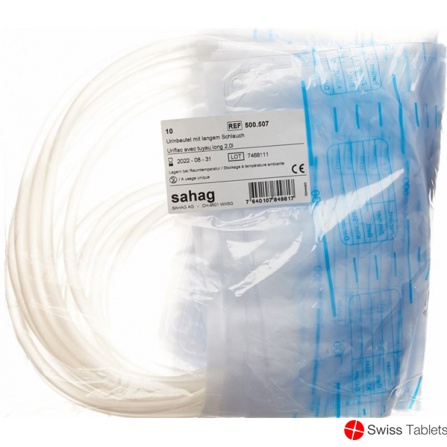 Sahag Urinbeutel 2L 90cm ohne Ablauf 10 Stück buy online
