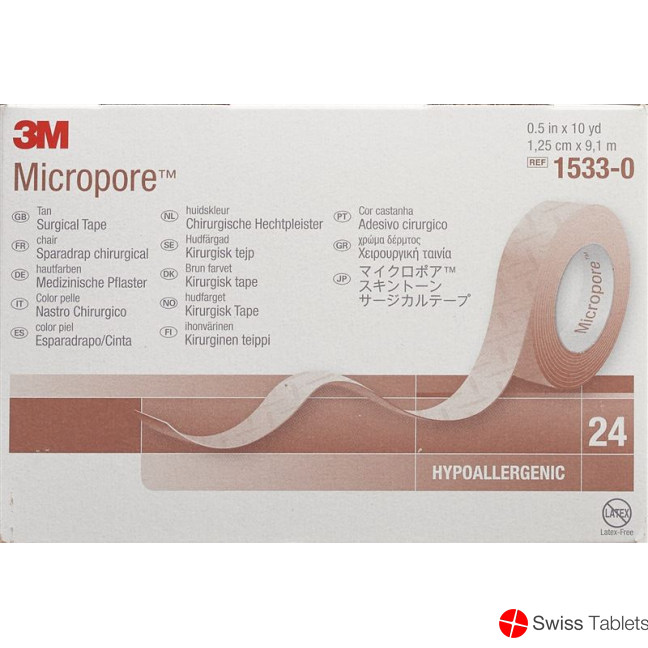 3M Micropore Heftpflaster ohne Dispenser 12.5mm x 9.14m hautfarbig 24 Stück buy online