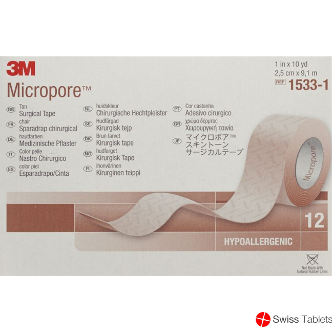 3M Micropore Heftpfl O Disp Hf 25mmx9.14m 12 Stück buy online