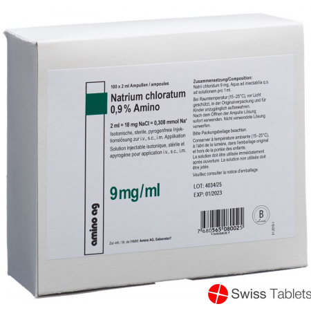 NaCl Amino Injektionslösung 0.9% 100 Ampullen 2ml buy online