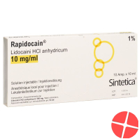 Rapidocain 1% 100 mg/10 ml 10 ampoules 10 ml solution Rapidocain 1% 100 mg/10 ml 10 ampoules 10 ml solution