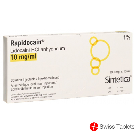 Rapidocain 1% 100mg/10ml O Kons 10 Ampullen 10ml buy online