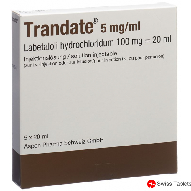 Trandate Injektionslösung 100mg/20ml 5 Ampullen 20ml buy online