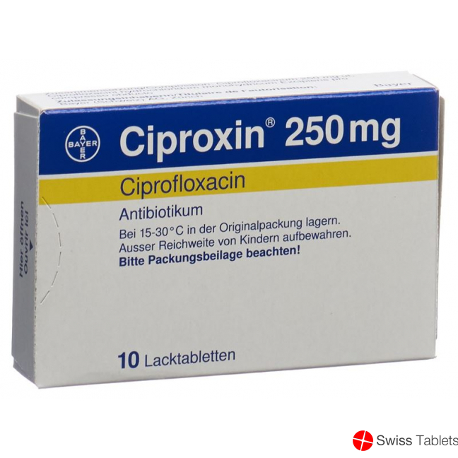 Ciproxin Lacktabletten 250mg 10 Stück buy online