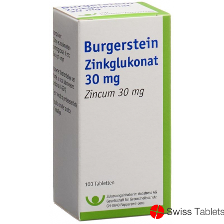 Burgerstein Zinkglukonat Tabletten 30mg 100 Stück buy online