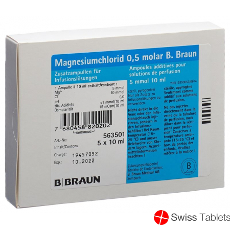 Magnesium Chlorid Braun Infusionslösung 5 Ampullen 10ml buy online