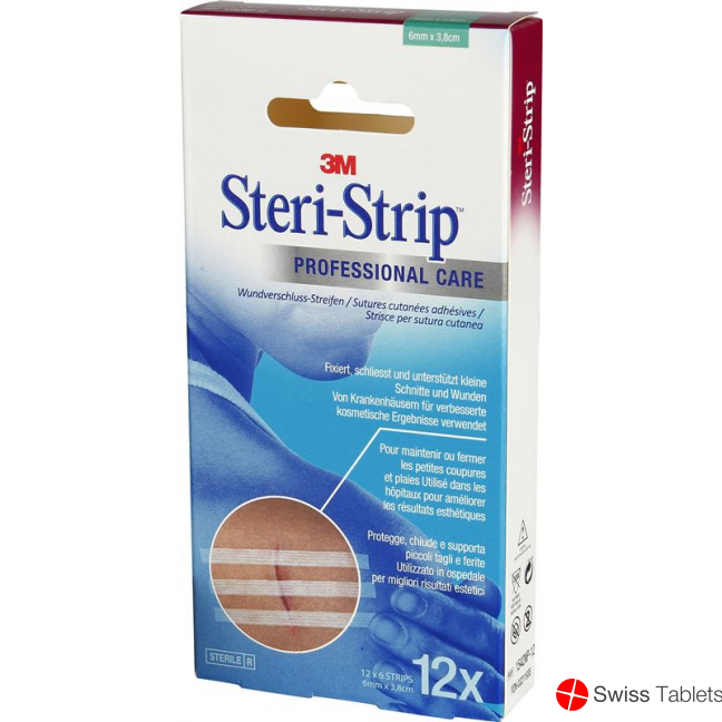 3M Steri Strip 6x38mm Weiss Verstärkt 6x 12 Stück buy online