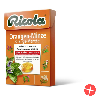 Ricola Orangen-Minze Kräuterbonbons ohne Zucker Box 50g