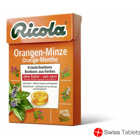 Ricola Orangen-Minze Kräuterbonbons ohne Zucker Box 50g buy online