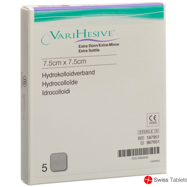 VariHesive Extra Dünn Hydrokolloidverband 7.5x7.5cm 5 Stück buy online