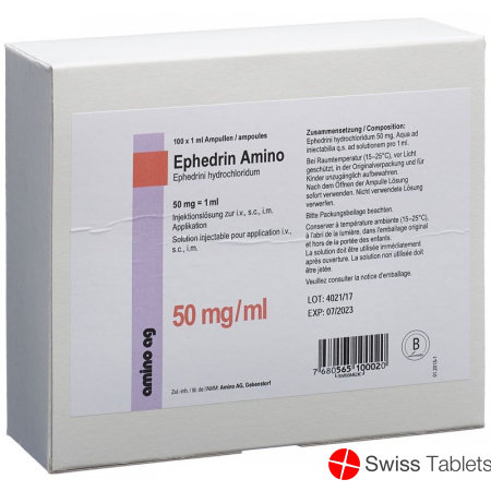Ephedrin Amino Injektionslösung 50mg/ml 100 Ampullen 1ml buy online