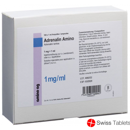 Adrenalin Amino Injektionslösung 1mg/ml 100 Ampullen 1ml buy online