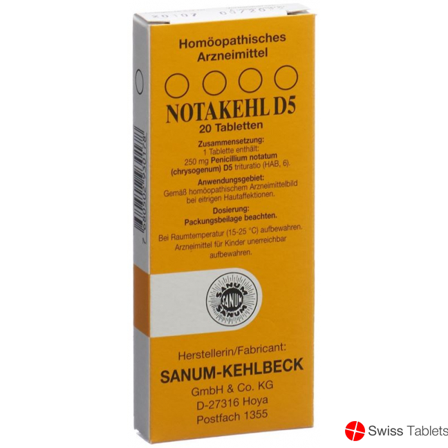 Notakehl Tabletten D 5 20 Stück buy online