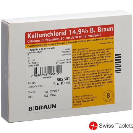 Kcl Braun 14.9% 5 Ampullen 10ml buy online
