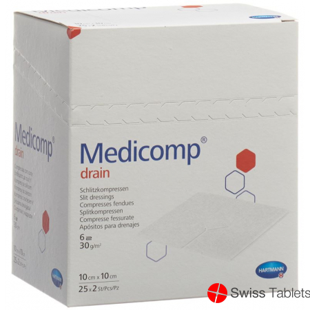 Medicomp Drain Vlieskompressen 10x10cm Steril 25 Beutel 2 Stück buy online