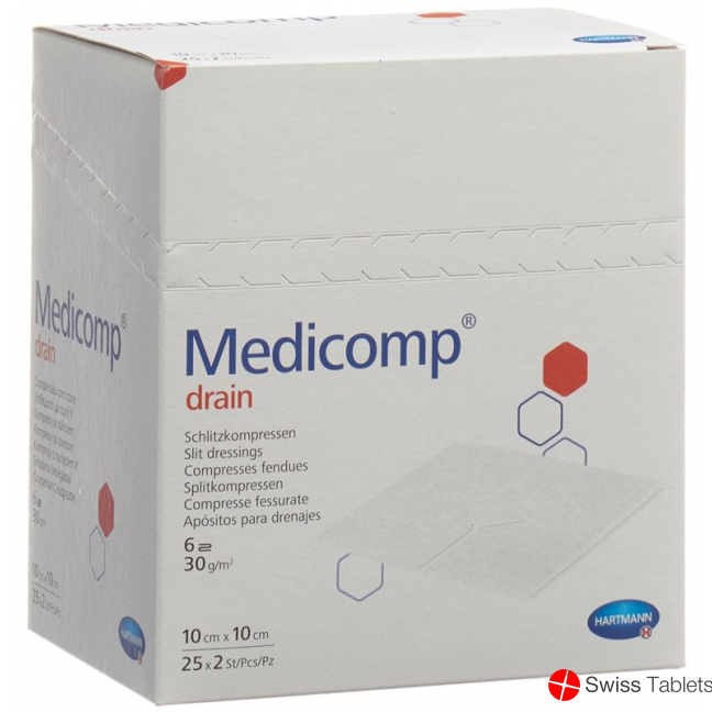 Medicomp Drain Vlieskompressen 10x10cm Steril 25 Beutel 2 Stück buy online