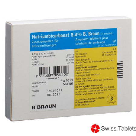 Natrium Bicarb Braun Infusionslösung 8.4% 5 Ampullen 10ml buy online