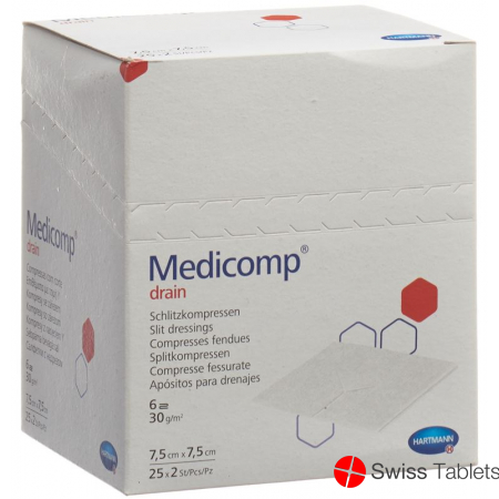 Medicomp Drain Vlieskompressen 7.5x7.5 Steril 25 Beutel 2 Stück buy online