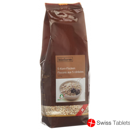 Biofarm 5 Korn Flocken Knospe Beutel 500g buy online