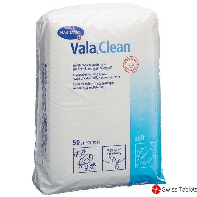 Valaclean Soft Einm Waschhandschu 15.5x23cm 50 Stück buy online