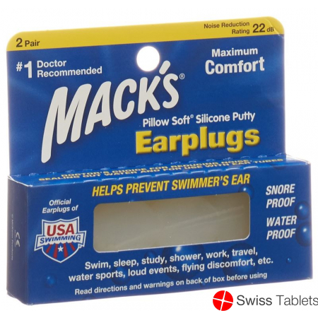 Macks Earplugs Transparent 2 pairs buy online