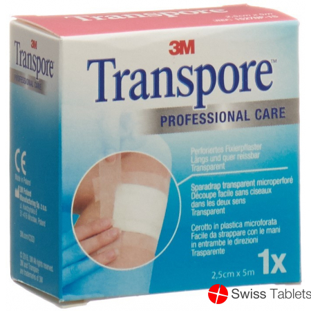 3M Transpore Fixierpflaster 25mm x 5m transparent Refill buy online