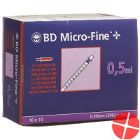 BD Microfine+ U100 Insulin Spritzen 0.30mm x 8mm 100x 0.5ml BD Microfine+ U100 Insulin Spritzen 0.30mm x 8mm 100x 0.5ml