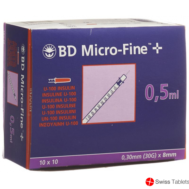 BD Microfine+ U100 Insulin Spritzen 0.30mm x 8mm 100x 0.5ml buy online
