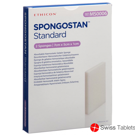 Spongostan Standard Resorbierbarer Hämostatischer Gelatineschwamm 7x5x1cm 2 Stück buy online