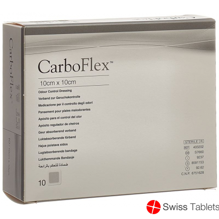 Carboflex Aktivkohle Verband 10x10cm Steril 10 Stück buy online