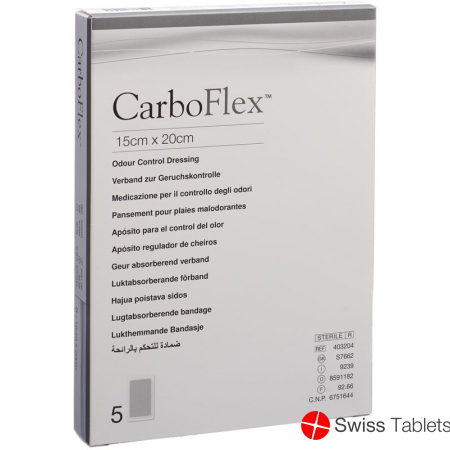 Carboflex Aktivkohle Verband 15x20cm Steril 5 Stück buy online