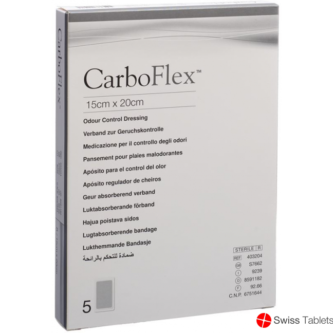 Carboflex Aktivkohle Verband 15x20cm Steril 5 Stück buy online