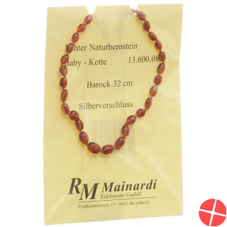 Mainardi Bernstein Babykette Barock 32cm Silberverschluss