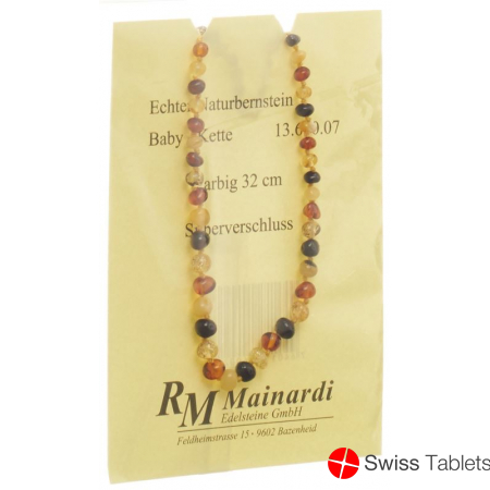 Mainardi Bernstein Babykette Farbig 32cm Silberverschluss buy online